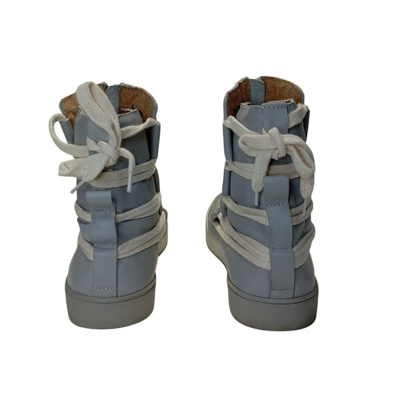 MCND Shoes High-Top Sneakers Zipper Detail & Lace-Up Back In Light Gray SZ 9 US - Picture 4 of 9